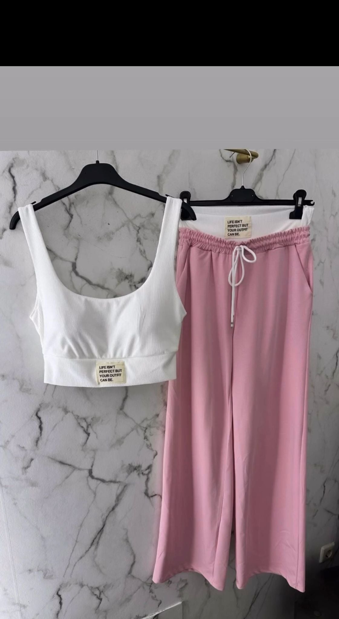 Ilana™ | Összeillő szett, crop top és palazzo nadrág, rugalmas derék, egész napos kényelem