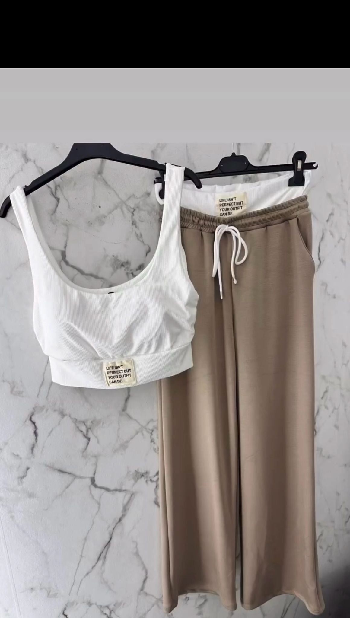 Ilana™ | Összeillő szett, crop top és palazzo nadrág, rugalmas derék, egész napos kényelem