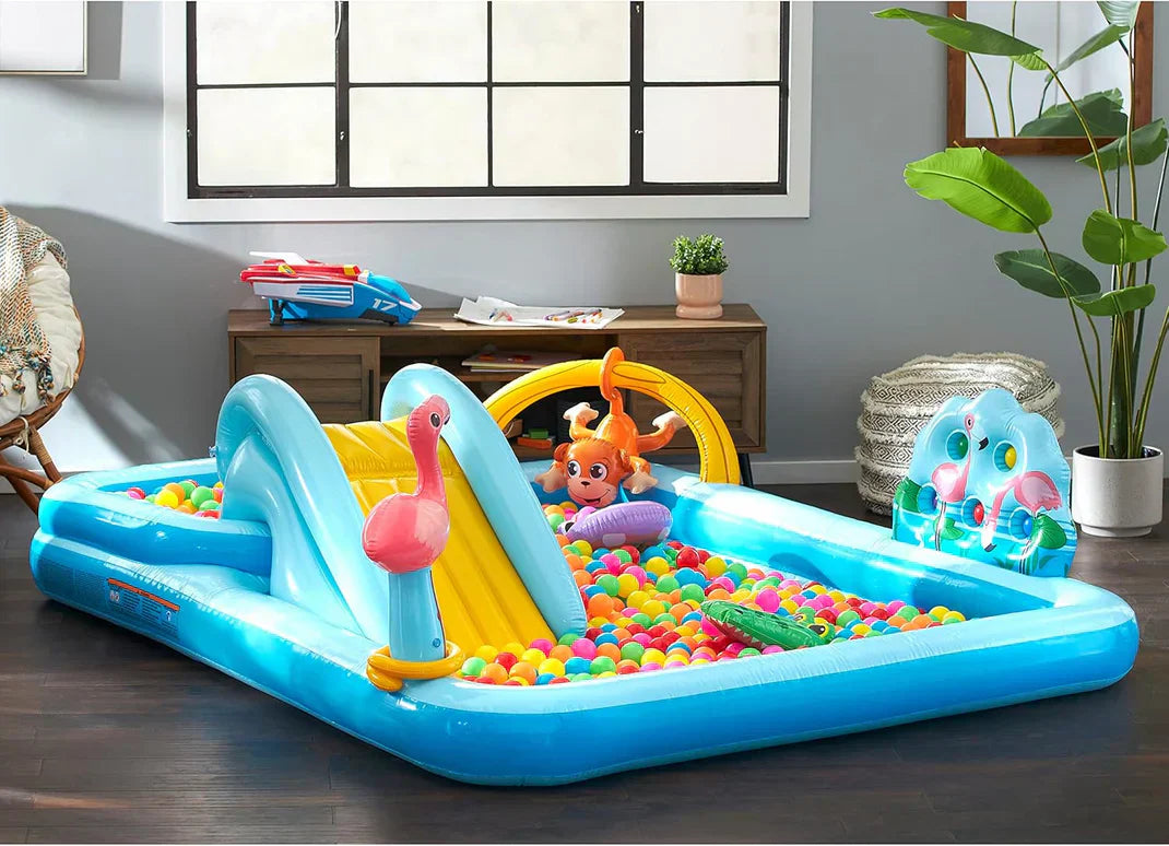 Aqualen™ | Felfújható dzsungel játszóház – medence és csúszda kisgyermekeknek